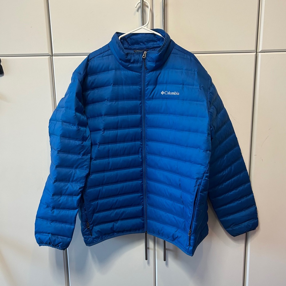 Columbia Mens Lake 22 Down Jacket Blue Puffer Full Zip Insulated Coat XXL